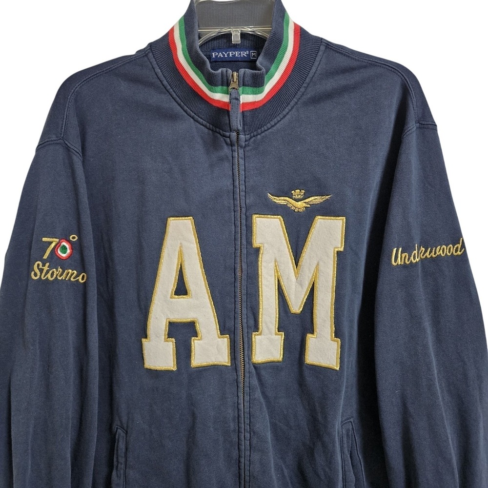 VTG Payper Track Jacket Mens Medium Navy AM 70 Stormo Italian Air Force Full Zip
